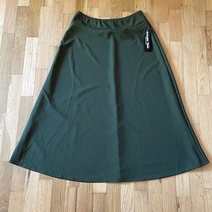 Army Green A-Line Midi Skirt